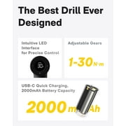 HOTO Cordless Brushless Drill Tool Set, Variable Speed, Hidden Buckle, LED Screen, Intelligent Digital Display, Safe, Exquisite & Practical, High-end Drill Kit for Home/Daily Use