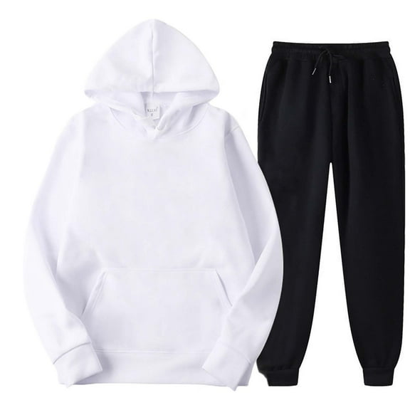 Lndajk Women's Cozy 2-Piece Lounge Set: Oversized Hoodie and Jogger Sweatpant Tracksuit White M