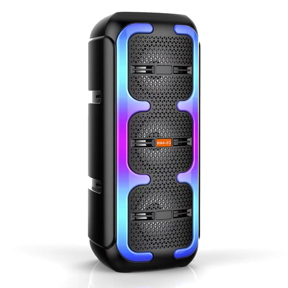 VTIN Portable Bluetooth Party Speaker, Handheld Dual 4‘’ Speakers Party Stereo Subwoofer RGB Lights Karaoke Heavy Bass for Karaoke Camping Party Singing