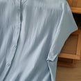 thumbnail image 6 of Ltctricy Summer Tops for Women Trendy Cotton Cap Short Sleeve Collared Solid Color Button down Shirts Casual Loose Blouses, 6 of 7