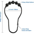 thumbnail image 2 of Shower Curtain Hooks Rings, Rustproof Metal Shower Curtain Rings for Bathroom Shower Rods Curtains - Set of 12, Matte Black, 2 of 4