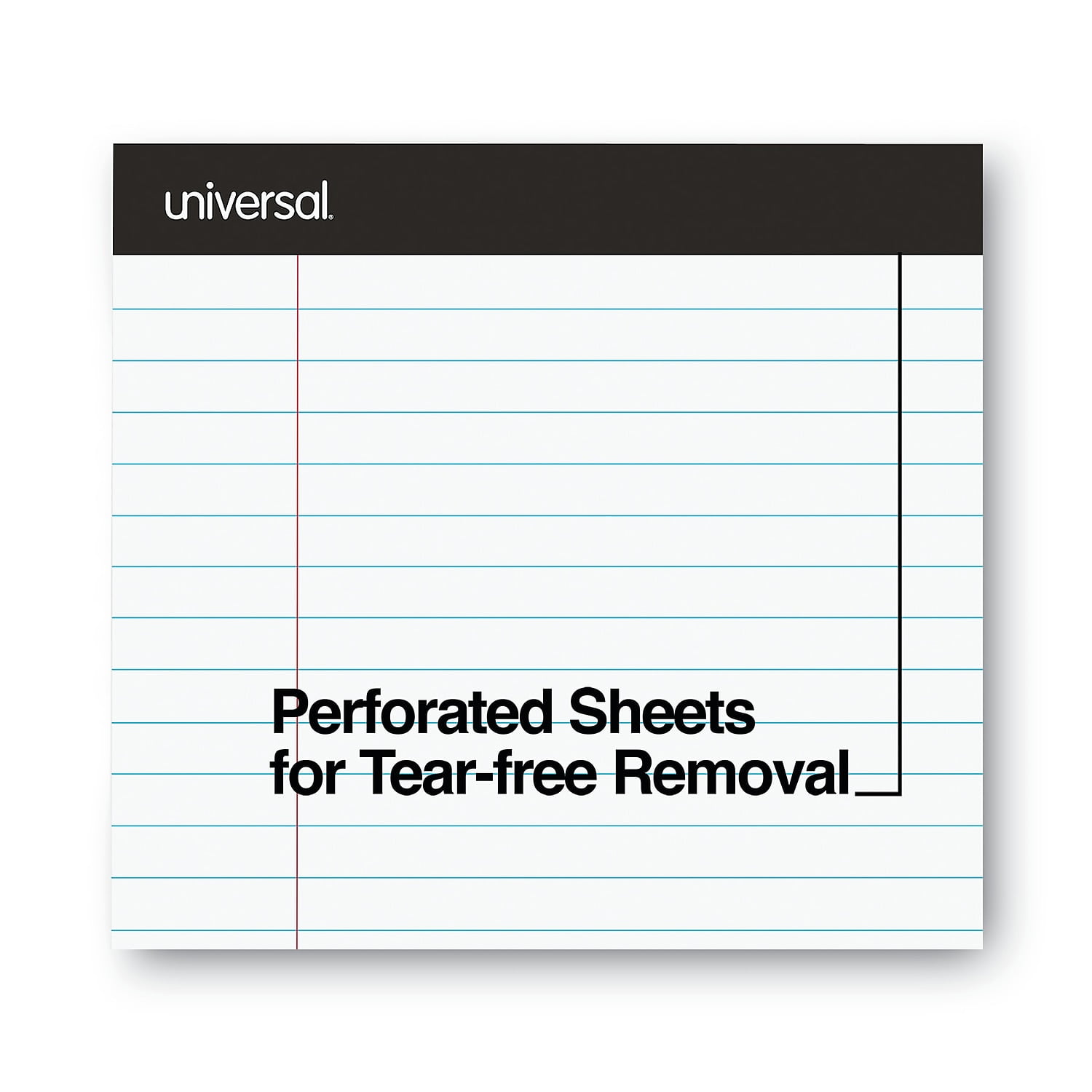 Universal Premium Ruled Writing Pads, Wide/Legal Rule, 8.5 x 11, White, 50 Sheets, 12/Pack -UNV30730