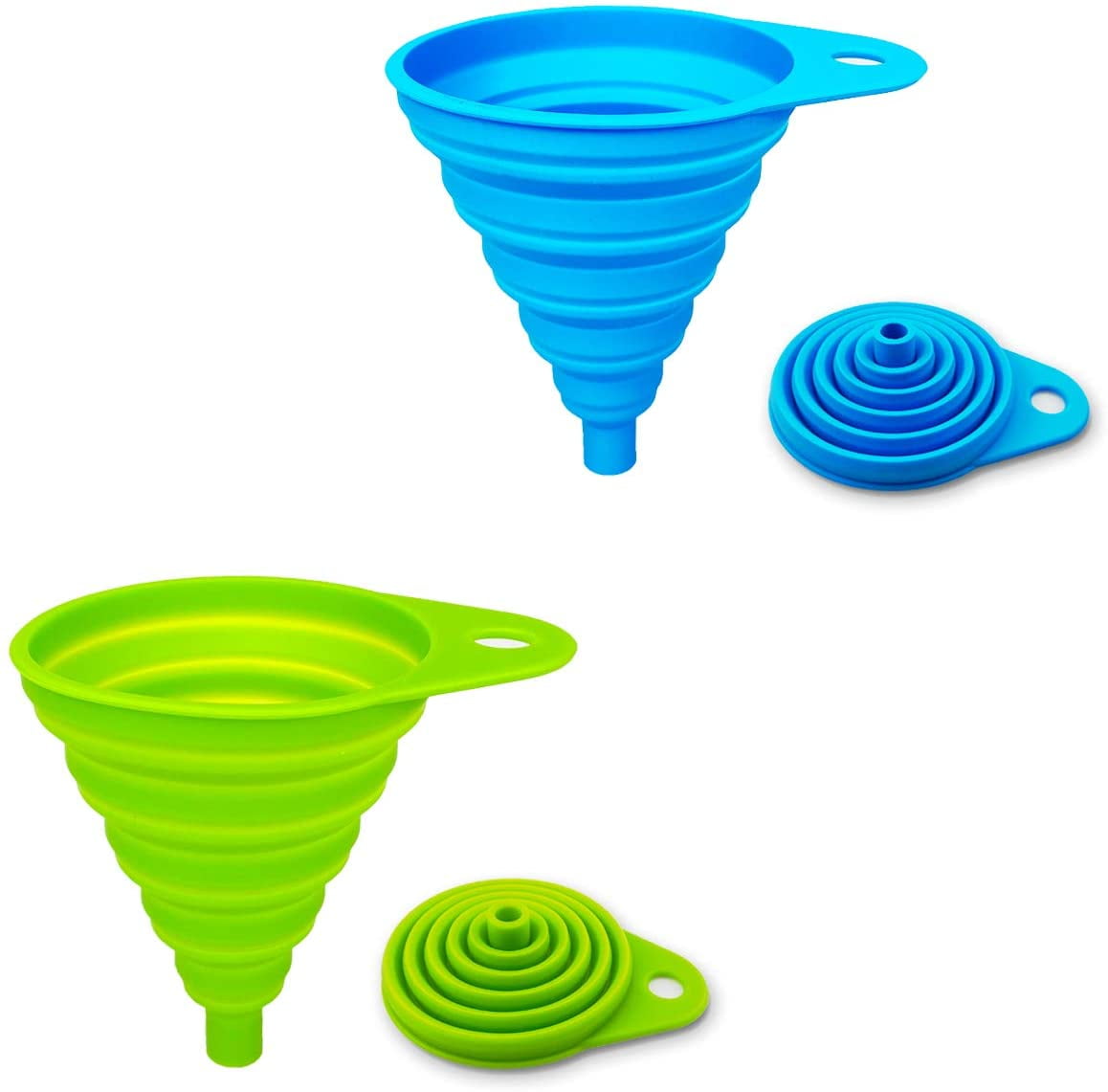 2 Pack Silicone Collapsible Funnel, Flexible/Foldable/Kitchen Funnel
