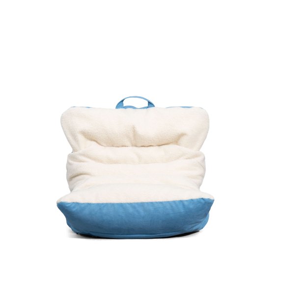 Big Joe Roma Kid's Bean Bag Chair, Oat Sherpa and Dusty Blue, Vegan Suede, 2 feet