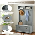thumbnail image 4 of paproos Hall Tree, 4 in 1 Entryway Hall Tree Coat Rack with Open Shelves and Shoe Cabinets, Industrial Entryway Bench with Hooks for Hallway or Living Room, Gray, 4 of 10