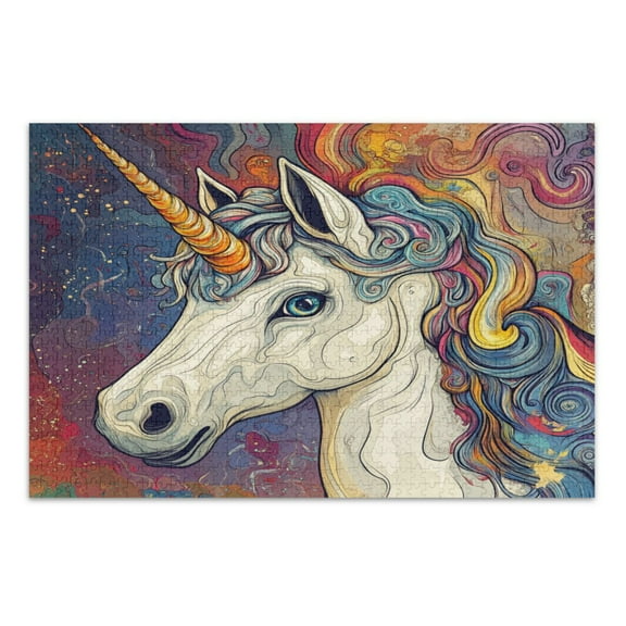 WOBOGO Colorful Unicorns Jigsaw Puzzle Challenge 500 Piece Jigsaw Suitable for Game Night Finished Size 20.5 x 14.9in