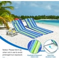 thumbnail image 4 of ZYPPP Beach Chairs, Folding Tanning Lounge Chairs with Table Set, Adjustable Patio Floor Chair, Outdoor Sunbath Chair with Desk, Pillow & Storage Bag for Outside, Patio, Poolside (Blue Stripe), 4 of 9