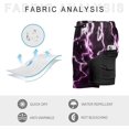 thumbnail image 3 of Sunyuer Men's Swim Trunks with Compression Liner 2-in-1 Drawstring Swimming Shorts Quick Dry Beach Board Shorts with Pockets, Pink Flash Lightning, XL, 3 of 8