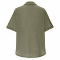 thumbnail image 6 of Women's Short Sleeve Tops Acrylic Knit Lapel Collared Shirt with Buttons Loose Fit Pullover Tee Blouses (2XL, Army Green), 6 of 6