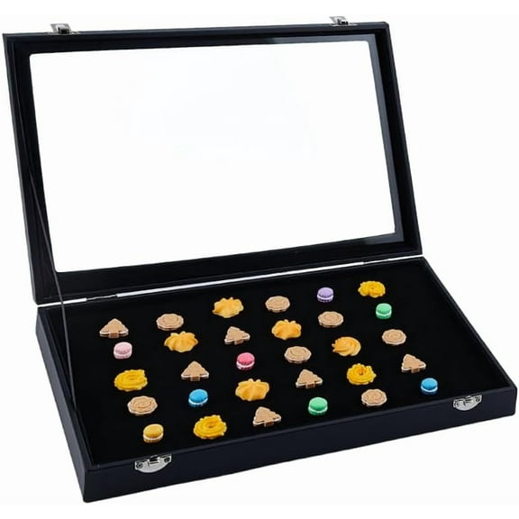 Large Black Pin Collection Holder Rectangle Wood Enamel Pin Display Case 13.78x9.45x1.89 Medals Display Case with Sponge Indide Jewelry Pins Pin Gift