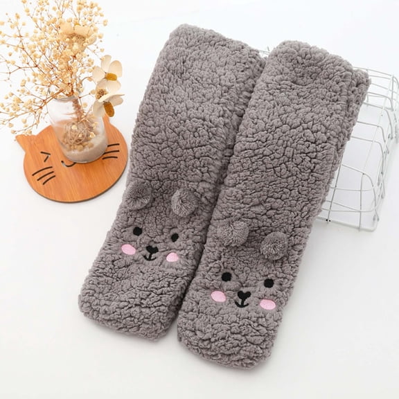 SwiftWear Women Winter Warm Thick Slipper Socks with Grippers Non Slip Cute Fuzzy Socks Christmas Gifts, Gray