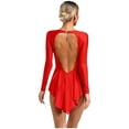 thumbnail image 2 of TSSOE Latin Dance Leotard for Women V Neck Sparkly Jazz Dance Bodysuit Ballroom Dancewear Red L, 2 of 7
