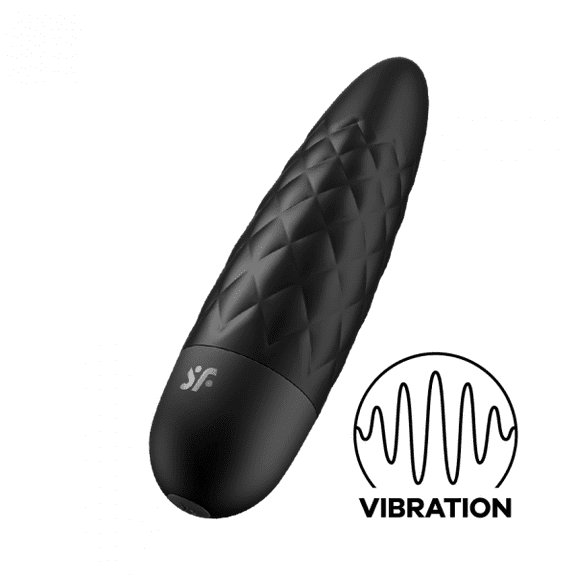 Satisfyer Ultra Power Bullet 5 Mini Bullet Vibrator - Clitoral Stimulator, Personal Massager, Round Voluminous Tip - Portable, Textured, Waterproof, Rechargeable, 10cm (Black)