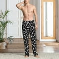 thumbnail image 2 of Hirioo Black White Leaves for Women's PJ Pajama Pants Sleep Pants Women's Home Trousers with Pockets,S-3XL-Large, 2 of 6