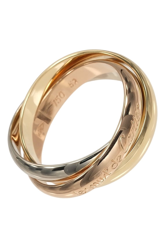 Pre-Owned Cartier Trinity Ring, Size 12, 3.5mm Band, 18K Gold (YG, PG, WG), Approx. 7.61g