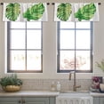 thumbnail image 3 of LALILO Kitchen Curtain Valance Watercolor Green Palm Leaf Rod Pocket Window Curtain 52"x 18" Set of 2, 3 of 5