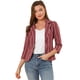 thumbnail image 1 of Blazer De Solapa Con Muescas Y Mangas 3/4 A Rayas Para Mujer rojo M, 1 of 6