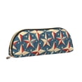 thumbnail image 3 of Leather Semi-Circular Storage Bag 7.5×2.6×1.4in Single Pocket Design Semi-Circular Shape Can Be Used As A Storage Pen Makeup Bag Independence Day Theme Elements Star (6), 3 of 7