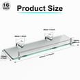 thumbnail image 3 of Woindo Bathroom Glass Shelf with Railing, Floating Tempered Glass Bathroom Wall Shelf Rectangle 16 Inch Shelves Chrome Polished Bracket Mount Modern, 3 of 11