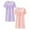 Purple+Pink, variant on HuaAngel 2 Pieces Girls Short Sleeve Nightgown Square Neck Soft Sleepwear Sizes 5-13