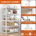 thumbnail image 6 of Prilinex Garage Storage Shelves 5 Tier 28"W x 12"D x 60"H Metal Adjustable Shelf Units Heavy Duty Storage Racks for Kitchen Closet, White, 6 of 8