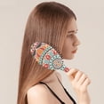 thumbnail image 3 of Mandala Round Bristle Hair Brush - Gentle Detangler for All Hair Types, Boho Folk Art Design, 3 of 5