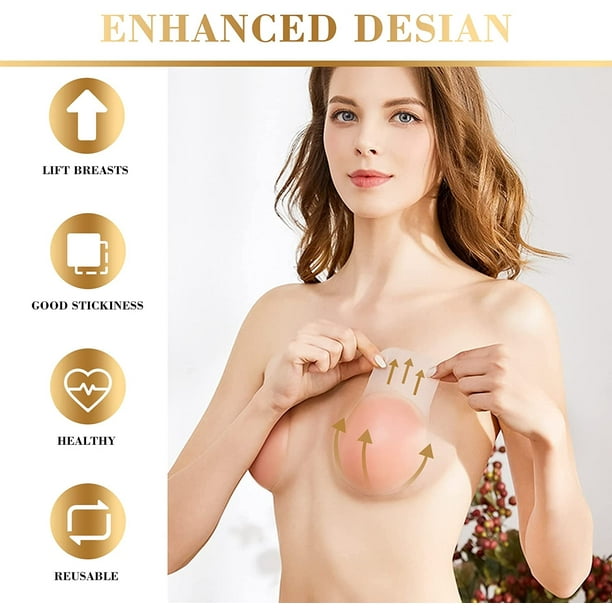 14 Pairs Nipple Covers Adhesive Breast Petals with Travel Pouch, Reusable  Silicone Sticky Bra Disposable Fabric Nipple Pasties Breast Lift Nippleless  (Bundle Pack) 