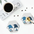 thumbnail image 4 of Honeii Snow Gnome for Winter print Leather Coaster Set of 4, ideal for safeguarding your furniture from drinks spills and effortless cleanup-Hexagon, 4 of 6
