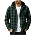 thumbnail image 3 of Fabrcox S-4XL Men Flannel Shirt Jacket with Hooded Long Sleeve Button Down Men Shacket Plaid with Chest Pocket Casual Oversized Hoodie Coat Green XXXL, 3 of 10