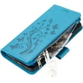 thumbnail image 5 of Wallet Case for Samsung Galaxy S9, Premium PU Leather Magnetic Closure Flower Pattern Handbag Zipper Pocket Case Kickstand Card Holder Slots Shockproof Flip Cover for Galaxy S9 - Blue, 5 of 16