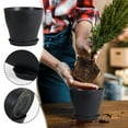 thumbnail image 1 of Macetas de plástico con orificios de drenaje y bandejas | Macetas pequeñas para interiores y exteriores para suculentas, hierbas, flores | Plástico ligero y duradero, ideal para alféizares de, 1 of 8