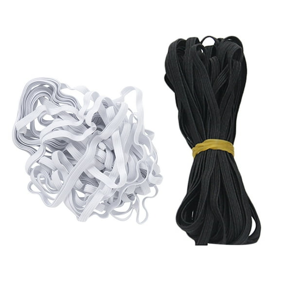 2 Rollos Bandas elásticas Tira de envoltura Ropa elástica Marca engrosamiento Costura y accesorios de ropa para la tienda del hogar (Blanco y negro)