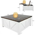 thumbnail image 5 of 35.6" Farmhouse Lift Top Coffee Table with Charging Ports,Large Square Coffee Table with Storage, Wood Center Table w/Large Hidden Space for Living Room Home Office,White Brown, 5 of 8