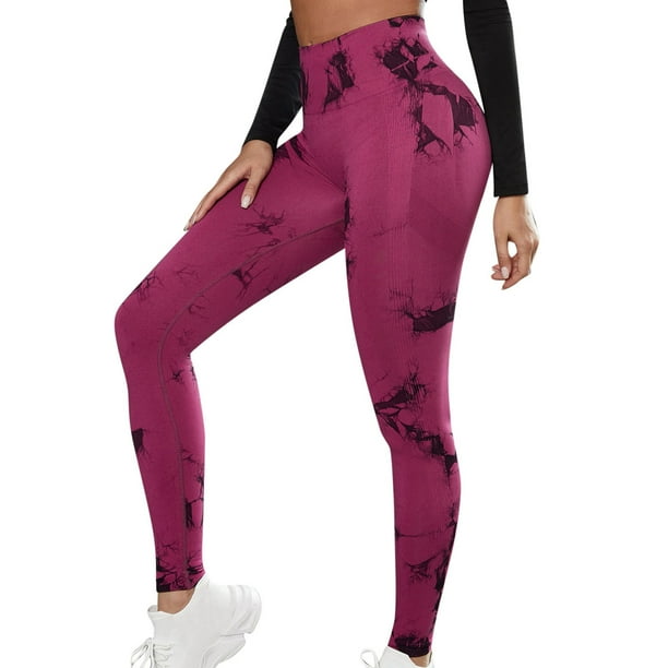 Pantalones de yoga sin costuras para mujer con estampado tie dye: cintura alta, efecto lifting en los glúteos, cierre con lazo, leggings opacos para hacer ejercicio, versátiles para fitness/pilates