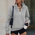 thumbnail image 2 of Half Zip Sweatshirt Womens Casual Long Sleeve Fleece Lined Pullover Oversized Quarter Zip Cozy Sweat Shirt with Pockets, 2 of 7