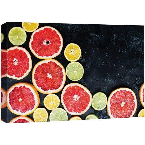 wall26 Canvas Print Wall Art Grapefruit, Lime & Lemon Variety Fruit Food Photography Realism Chic Scenic Colorful Multicolor Ultra for Living Room, Bedroom, Office - 16"x24"