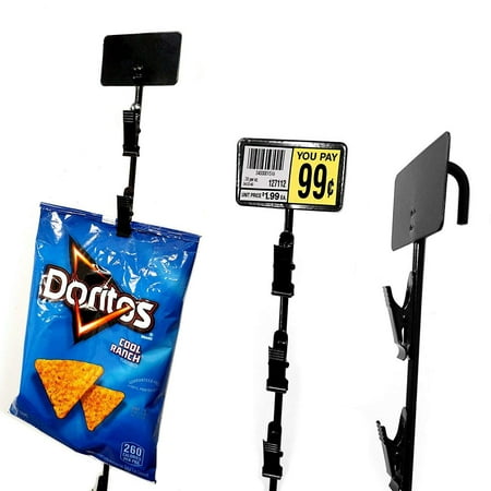 

Clip Strip Brand Metal Merchandise Hangers with UPC Label Holder 29 L with 12 Clips Heavy Duty Chip Display Silver 5 Pack