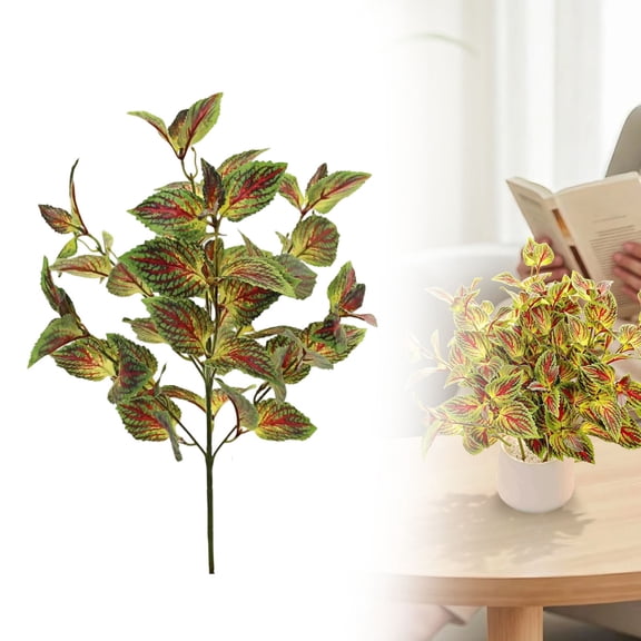 Artificial Plants Outdoor, 1 Bundles Faux Plants UV Resistant Fake Silk Greenery Leaves with Stems for Outside Front Porch Patio Garden Planter Decoration