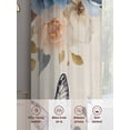 thumbnail image 6 of Vintage Blue Floral Sheer Curtains 72 Inch Length 2 Panels Set Window Treatments, Butterflies Watercolor Flower Linen Rod Pocket Semi Curtains for Living Room/Bedroom/Kitchen Décor, 104"W x 72"L, 6 of 7