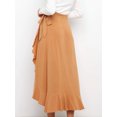 thumbnail image 3 of Cuteduck Women's High-Waisted Ruffle Wrap Skirt Elegant Casual Midi Skirt with Side Tie S-XL, 3 of 6
