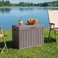 thumbnail image 5 of Joxxoaa 45 Gallon Resin Deck Box, Lockable Patio Outdoor Storage Box for Furniture, Garden Tools and Tools Storage, Waterproof Outside Storage Boxes - Grey, 5 of 6