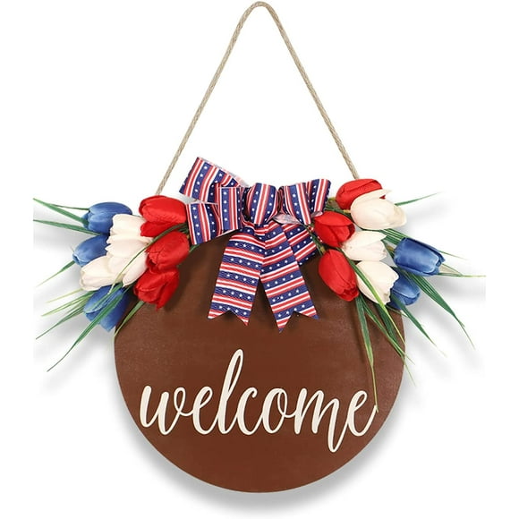 Welcome Sign for Front Door Decor, Home Decor for Gifts, Front Porch Wall Decor, Wreaths for Front Door, Rustic Door Hangers with Premium Greenery-Welcome Home Sign for Dogs Lovers