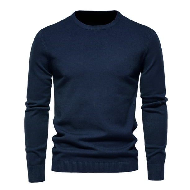 2021 nuevo sueter grueso de invierno para hombres cuello redondo Color solido manga larga sueteres delgados calidos sueter para hombres ropa masculina AIOPESON Sueter de acrilico con cuello redondo Wa...