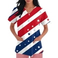 thumbnail image 3 of JULMCOMO Womens Independence Day Shirts 2025 Short Sleeve V Neck American Flag Print Shirt Stretchy Soft Trendy Blouses Cute Scrub Tops Yellow, 3 of 4