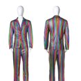thumbnail image 3 of Traje brillante de actuación genial para escenario de discoteca con diseño de cuadros arcoíris dorados y plateados de Halloween para hombre, 3 of 5