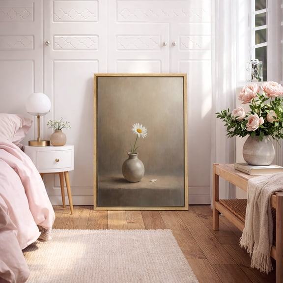 Framed Canvas Wall Art Neutral Still Life Print for Living Room Decoration - 16"x24" NATURAL