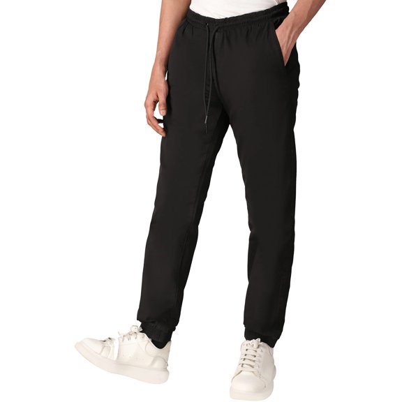 WHITEDUCK Mens Jogger Pants - Hiking Cargo Pants with Pockets Cotton Fashion Sports Sweatpants Trousers- Black