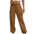 thumbnail image 2 of Sakmal Womens Sweatpants Baggy Cargo Pants Workout Brown Athletic Solid Sweatpants for Women S, 2 of 6