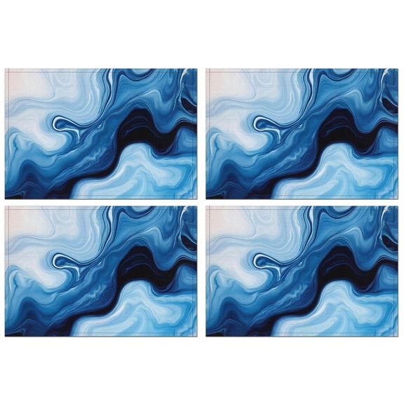 Light Blue Marble Flow Pattern Summer Placemats Table Placemats Set Of 4-Linen Kitchen Washable Placemats Table Mats 11.8"x17.7" Non-Slip Heat Resistant