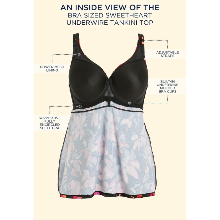 Swimsuits for All Women's Plus Size Confidante Bra Sized Underwire Bikini  Top, 40 F - Blue